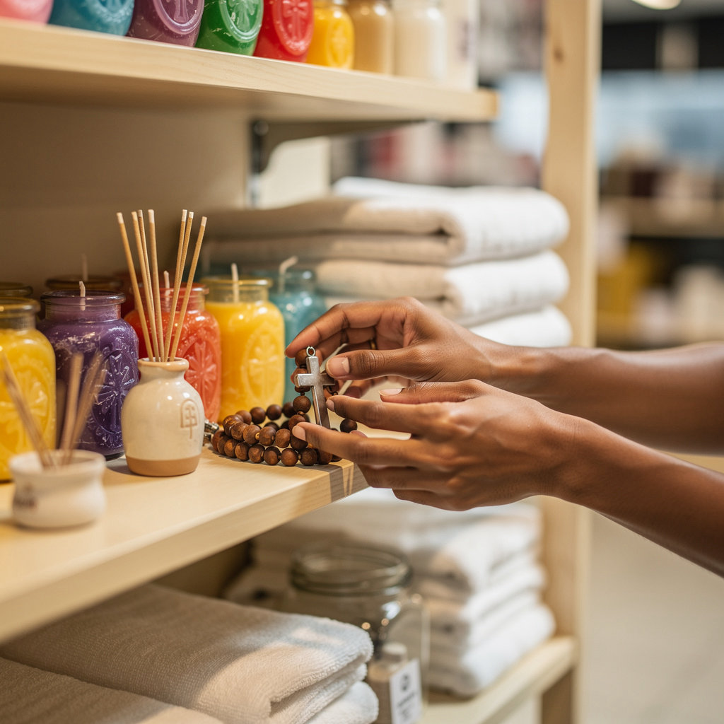 Fortune City Bargain Center in San Diego showcasing diverse discounted product categories including cultural and household items